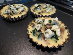Wild Garlic, Mushroom and Blue Cheese Tarts - Ready for the oven